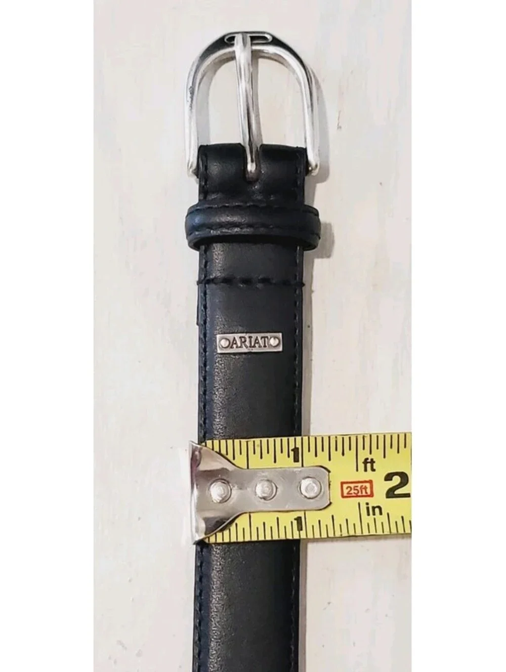 Ariat Stirrup Belt Unisex Medium 36”x 1” Black Genuine Leather Silver Buckle